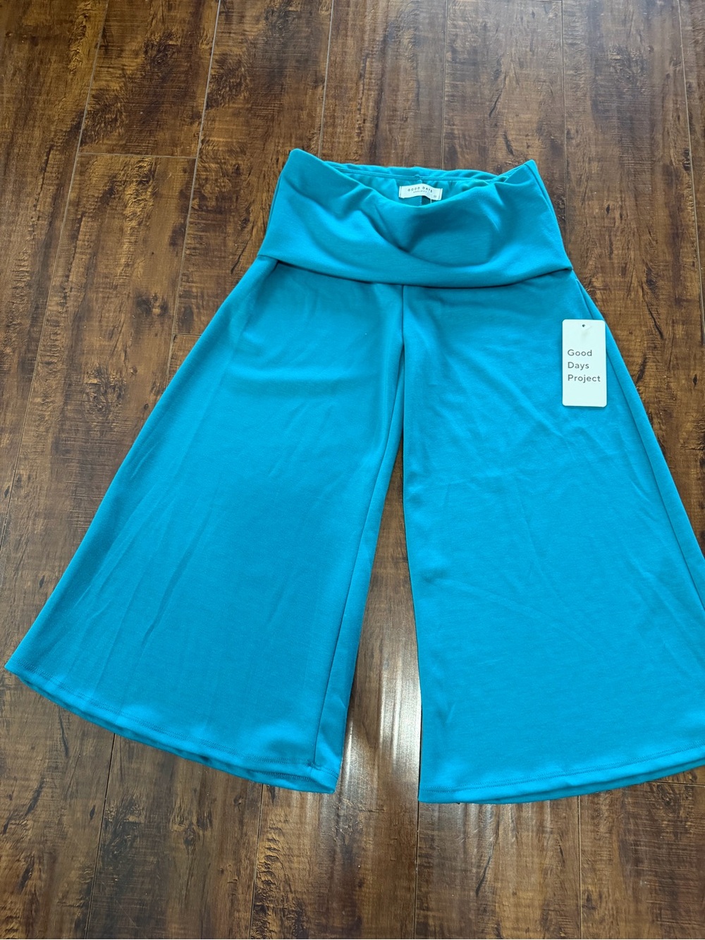 Gaucho ' Teal Wide-Leg Foldover Pants